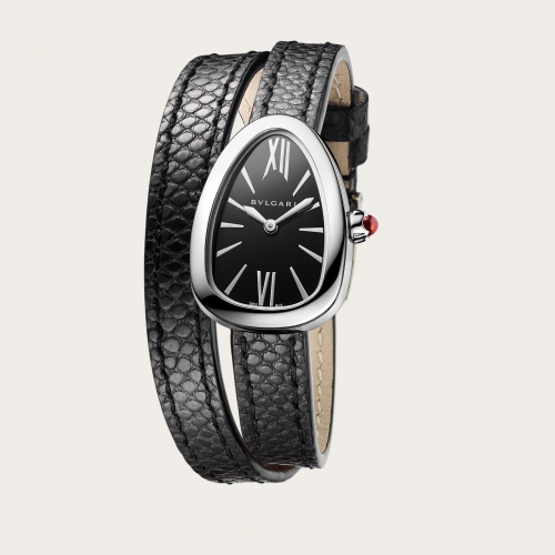 Serpenti Double Spiral Black Leather ...