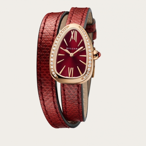 Serpenti Double Spiral Red Leather Strap/Red ...