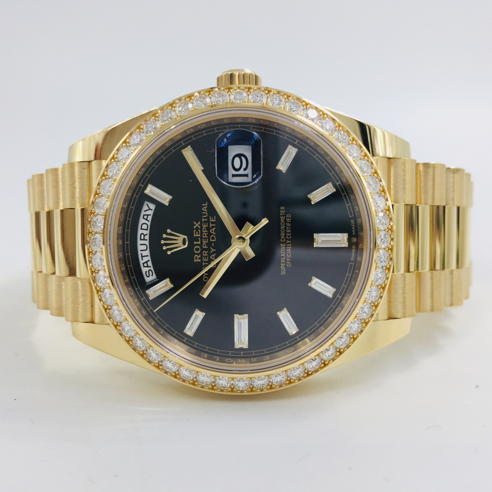 Buy Rolex Day-Date 40mm Black Diamond Dial Yellow Gold 228348RBR in ...
