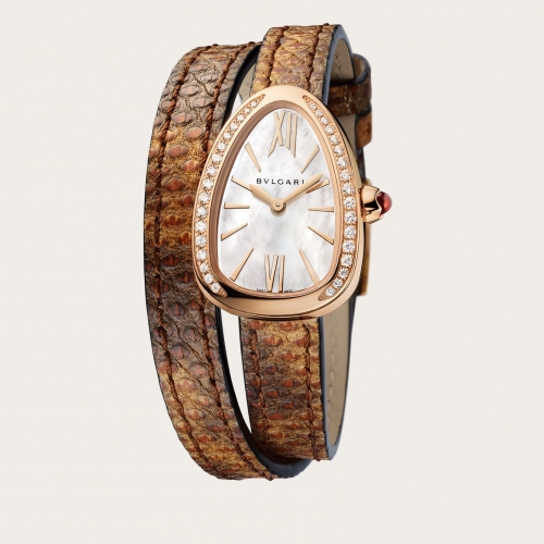 Serpenti Double Spiral Brown Leather ...