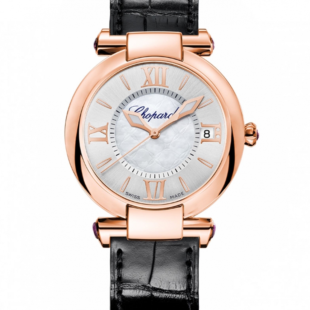 Imperiale 36MM Pink Gold Leather Strap MOP ...