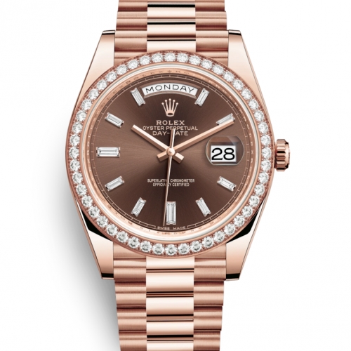Day-Date 40MM Pink Gold Choco Diamond Dial 