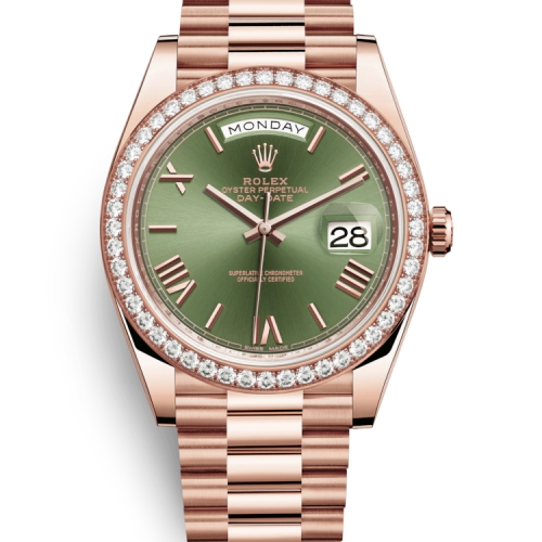 Day-Date 40MM Rose Gold Green Roman Dial 