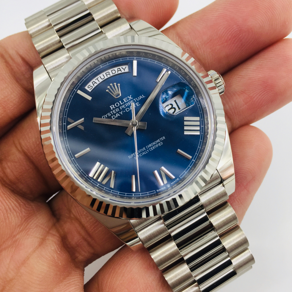 Rolex Day-date white gold 40mm Blue Roman dial