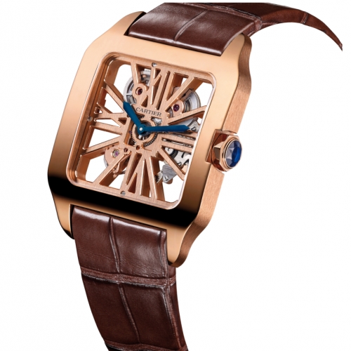 Santos Dumont XL Pink Gold Skeleton Watch 