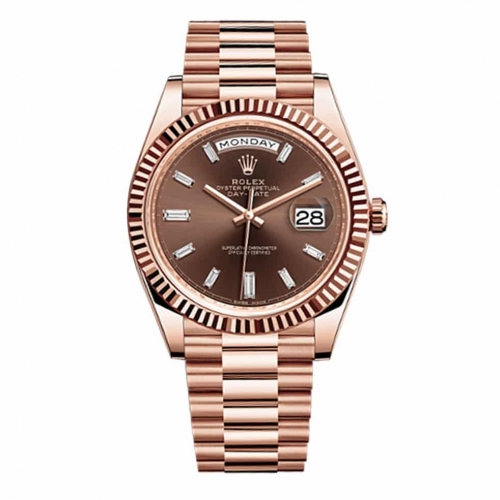 Day-Date 40MM Pink Gold Choco Diamond Dial 