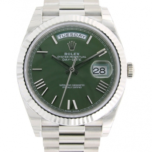 Day-Date 40mm Whitegold Green Roman Dial 